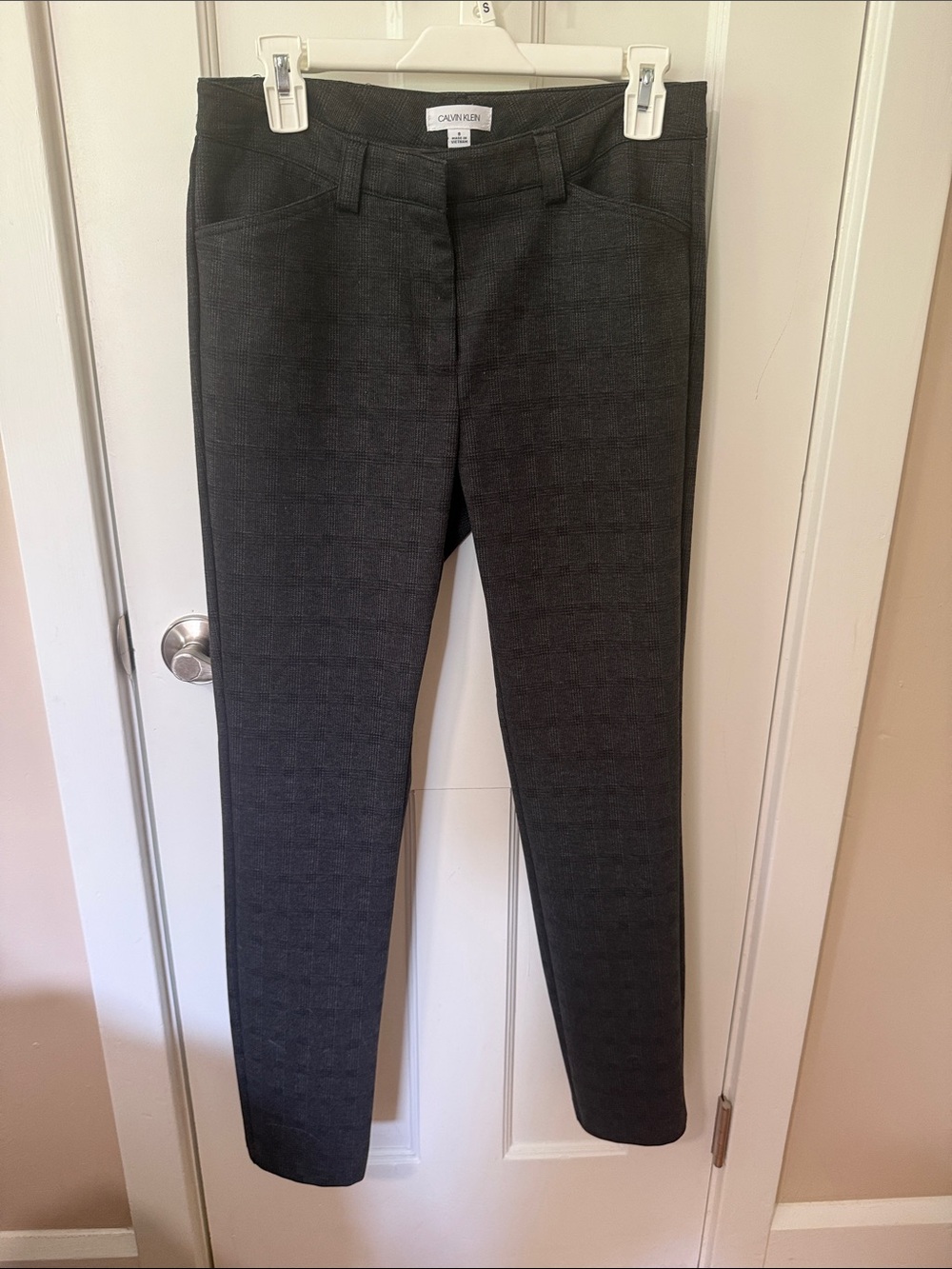 Calvin Klein Charcoal Slim Textured Dress Pants